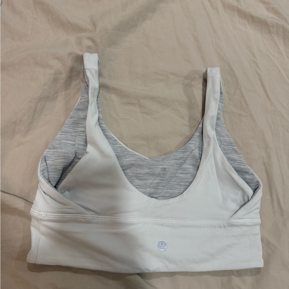 lululemon athletica White Sports Bra with Gray Lined Interior